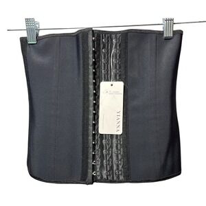 YIANNA Black Latex Waist Trainer Underbust Corset Cincher XS NWT